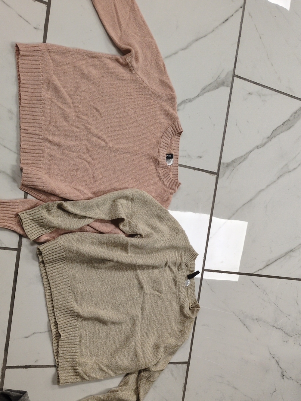 Soft Knit Crewneck Sweater - Blush and Oatmeal